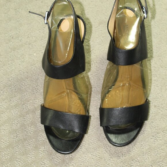 Michael Kors Women's Size 9.5M Black Leather Strappy Heels - Picture 2 of 8